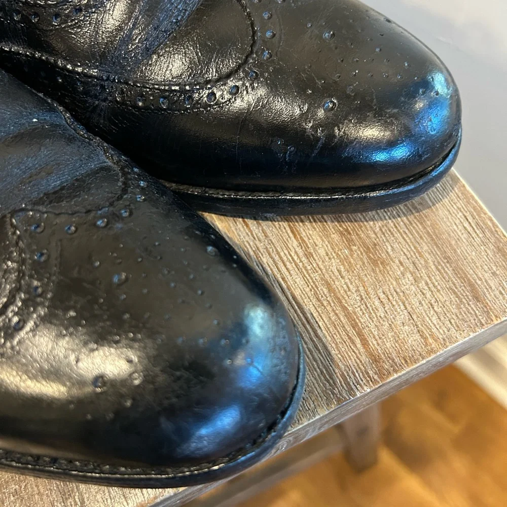 PEAL & CO BROOKS BROTHERS SHOES SIZE 10 D BLACK BROGUE OXFORD